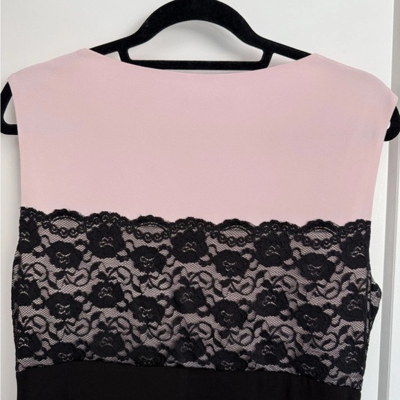 Dress Barn Pink Black Contrast Dress Ladies 14 Bodycon Lace Elegant Feminine - Picture 4 of 11